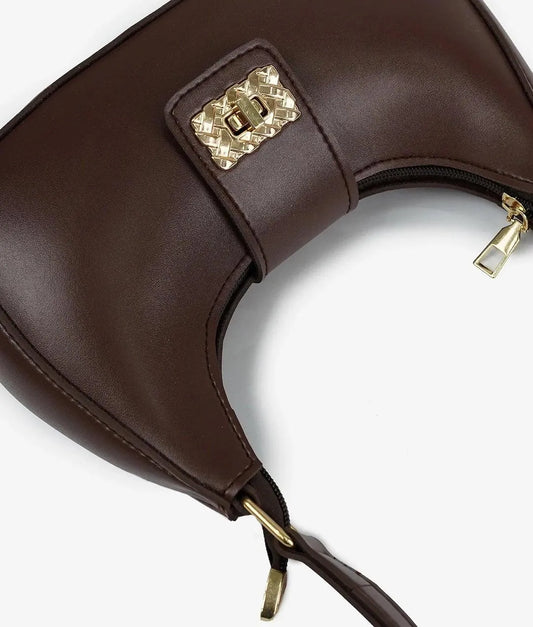 Brown PU leather shoulder bag for girls stylish durable handbag for daily use casual outings and college wear