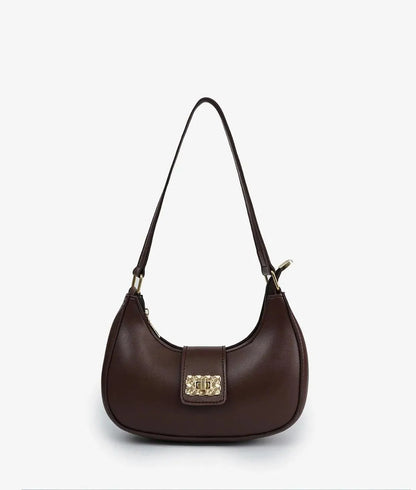Brown PU leather shoulder bag for girls stylish durable handbag for daily use casual outings and college wear