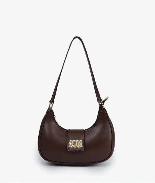 Brown PU leather shoulder bag for girls stylish durable handbag for daily use casual outings and college wear