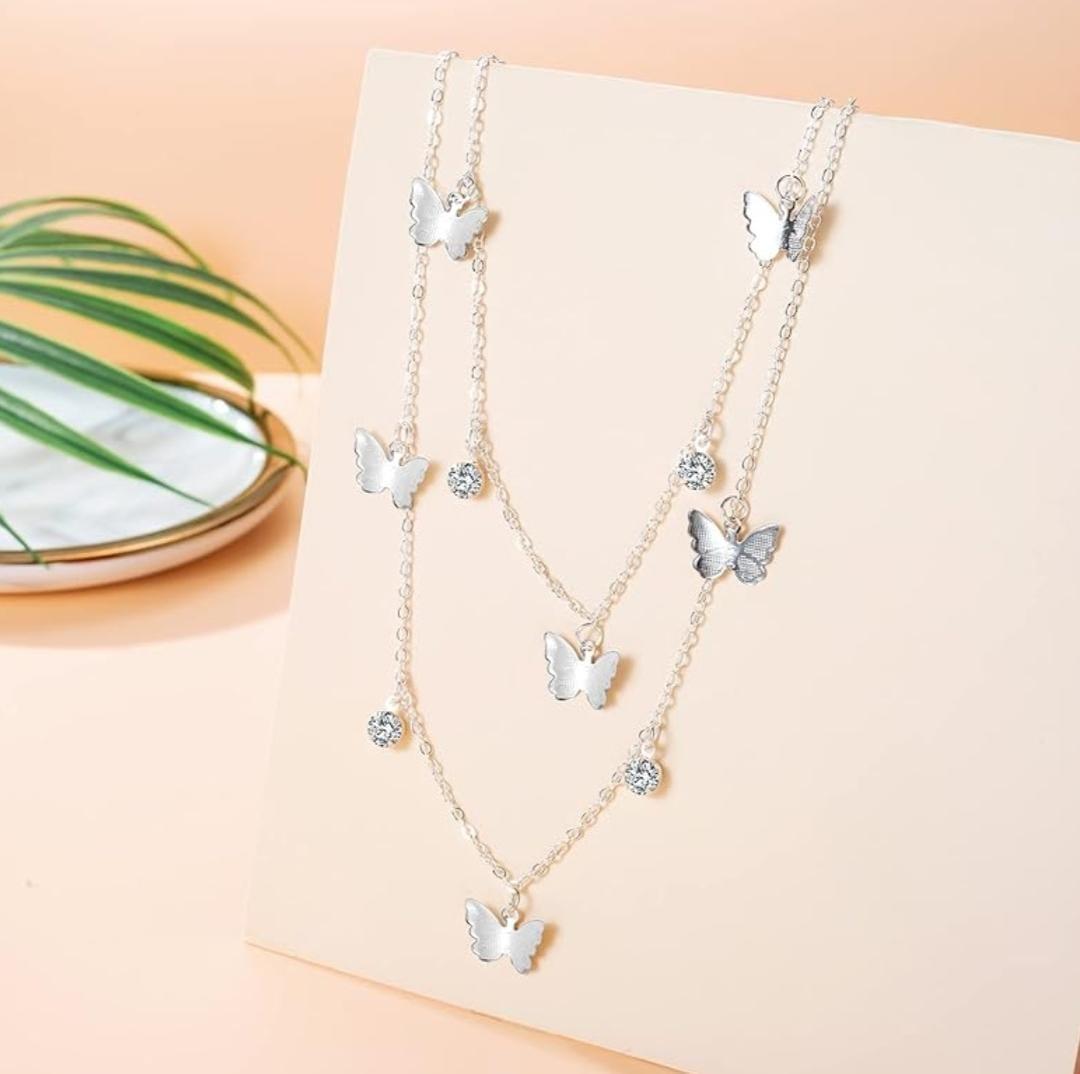 butterfly jewelry set women silver plated necklace earrings Swift Mart Pakistan