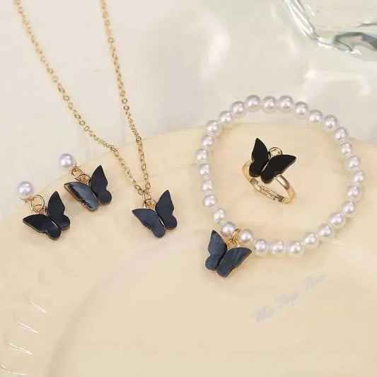 Swift Mart butterfly jewelry set for women necklace bracelet earrings combo