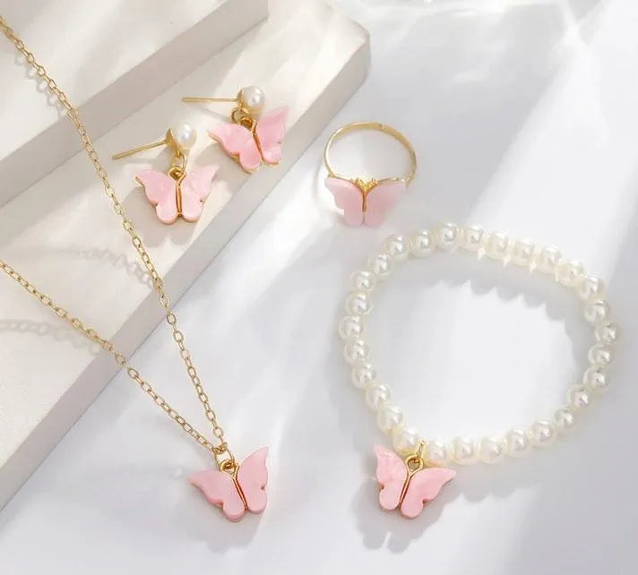 Swift Mart butterfly jewelry set for women necklace bracelet earrings combo