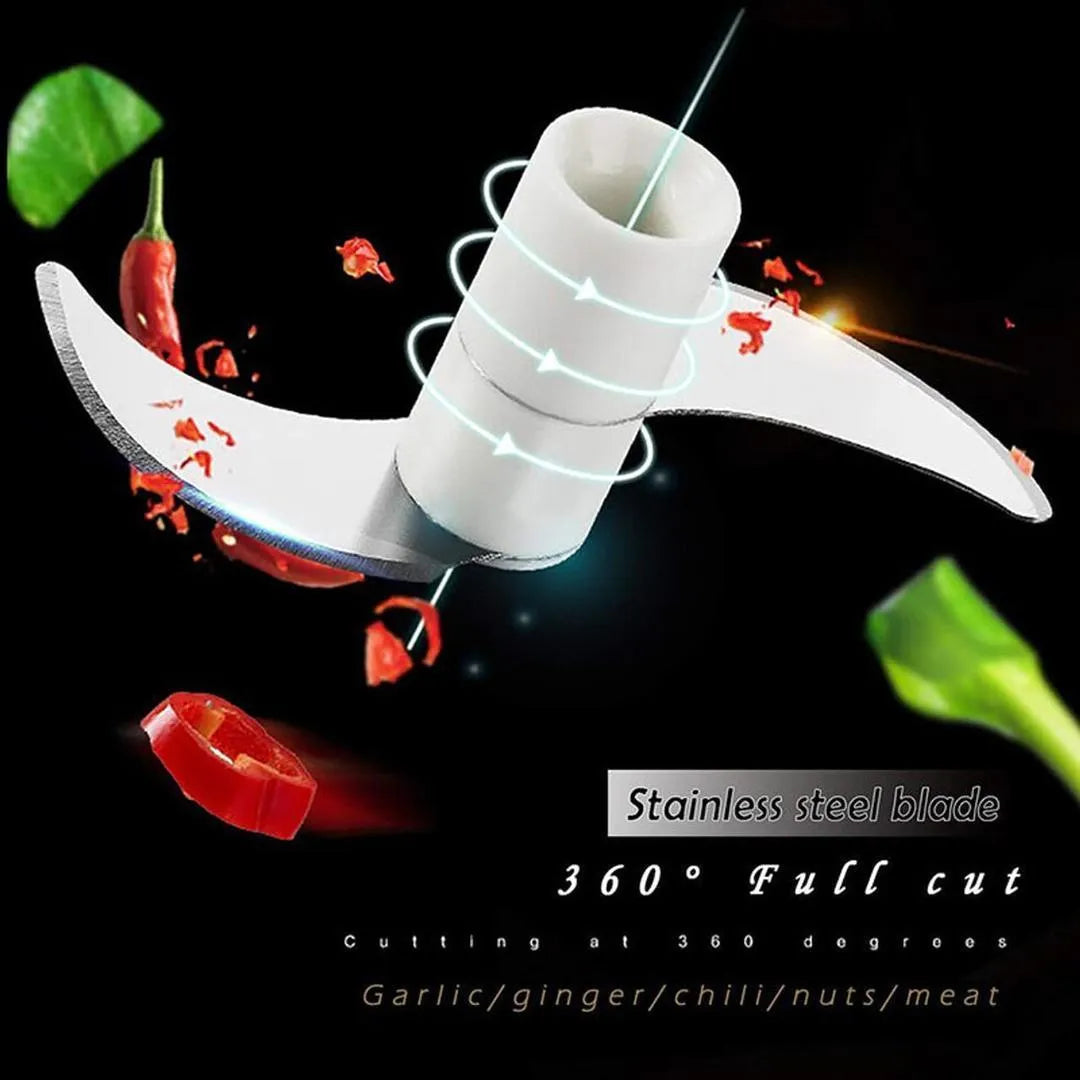 White ABS vegetable cutter one touch chopper for kitchen, compact food processor for garlic ginger vegetables and meat daily cooking use