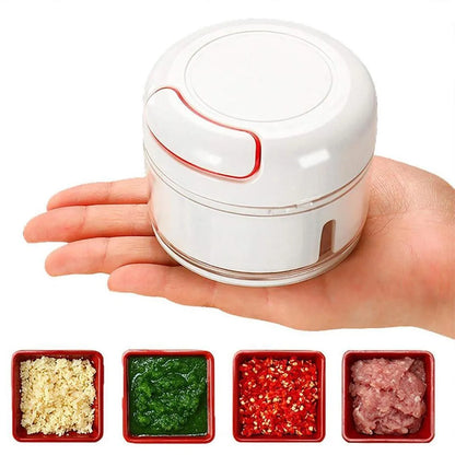 White ABS vegetable cutter one touch chopper for kitchen, compact food processor for garlic ginger vegetables and meat daily cooking use