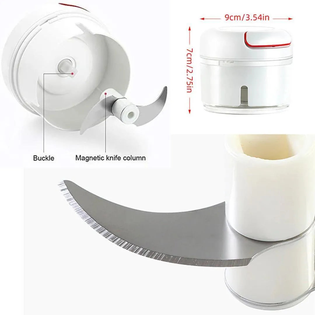 White ABS vegetable cutter one touch chopper for kitchen, compact food processor for garlic ginger vegetables and meat daily cooking use