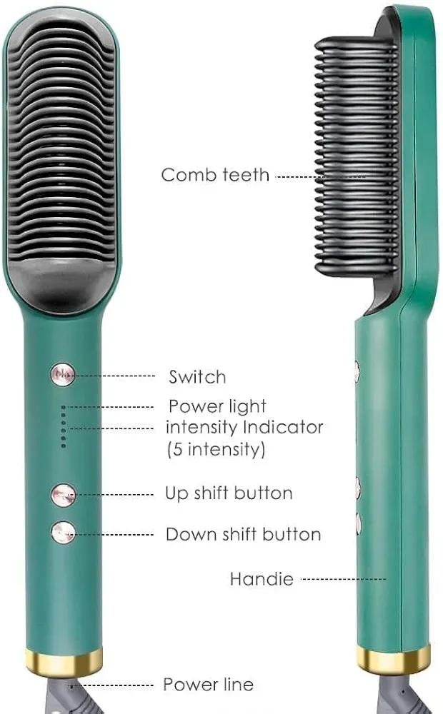 Premium corded hair dryer brush in green and black for smooth, frizz-free hair. Fast salon-quality styling at home.