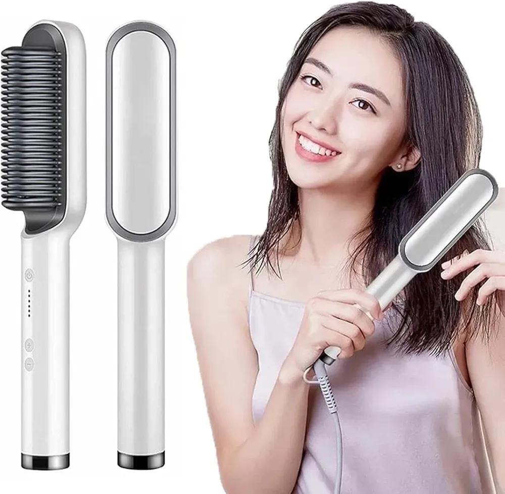 Premium corded hair dryer brush in green and black for smooth, frizz-free hair. Fast salon-quality styling at home.