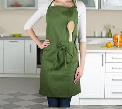 Cotton kitchen apron adjustable chef cooking apron multicolor, plain apron with pocket for cooking baking cleaning and daily use