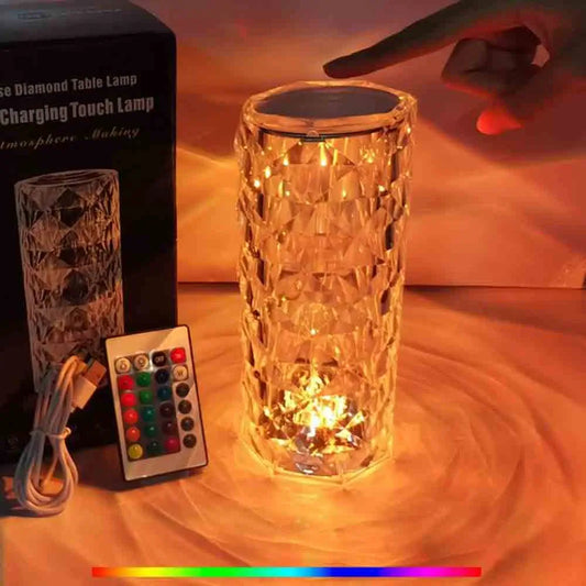 Swift Mart Crystal Rose Diamond LED Lamp – 16 Colors Touch Lamp