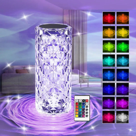 Swift Mart Crystal Rose Diamond LED Lamp – 16 Colors Touch Lamp