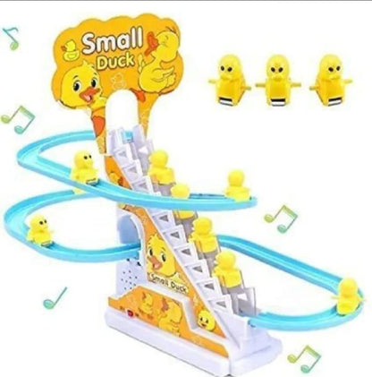 Duck sliding track toy for kids electric musical set with yellow design and moving ducks fun indoor outdoor play