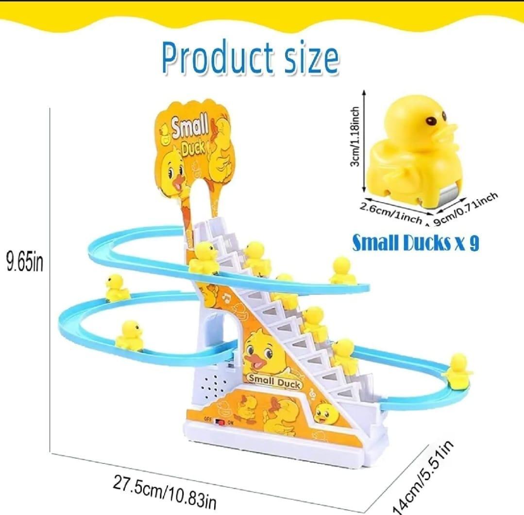 Duck sliding track toy for kids electric musical set with yellow design and moving ducks fun indoor outdoor play