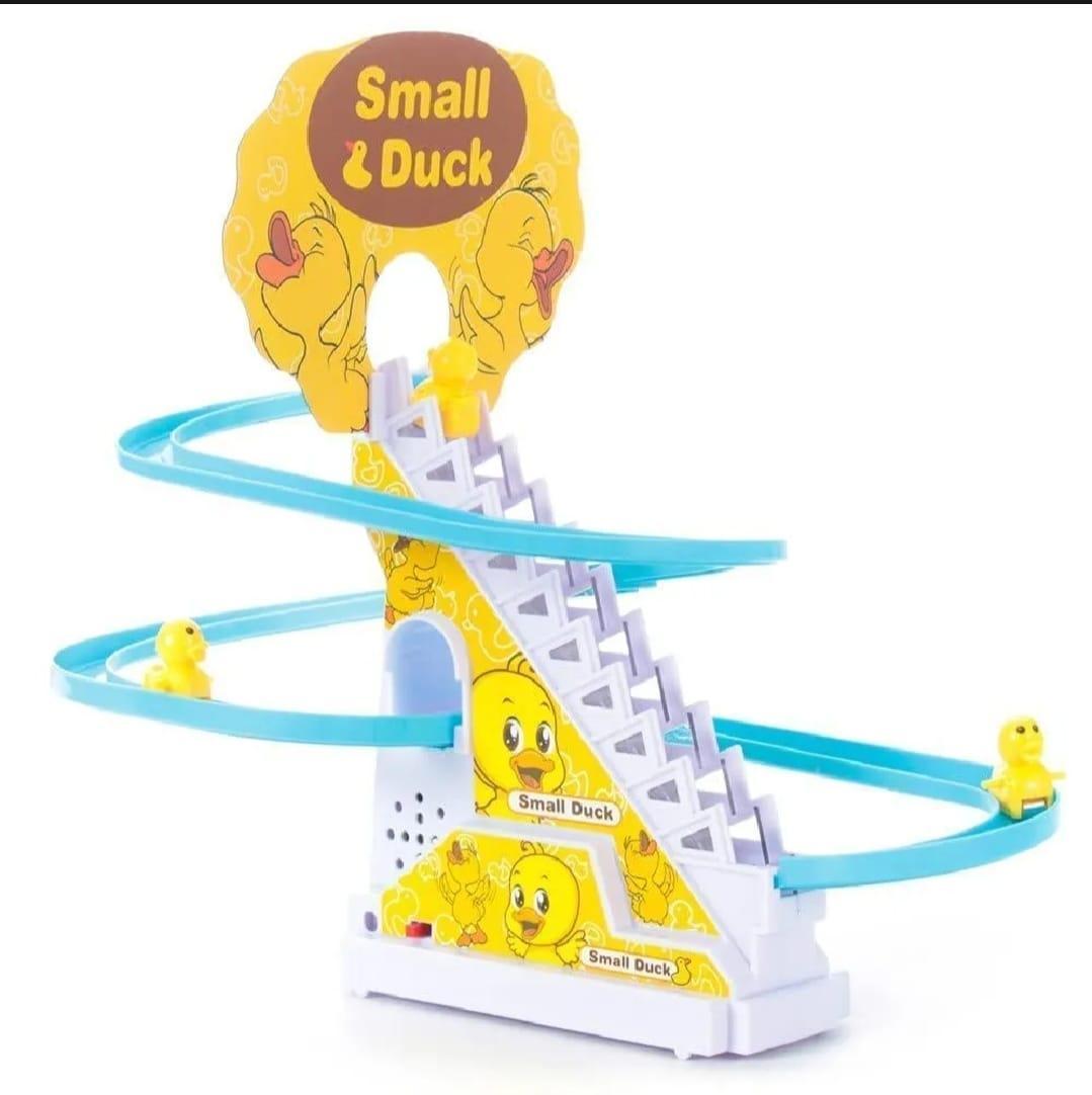 Duck sliding track toy for kids electric musical set with yellow design and moving ducks fun indoor outdoor play