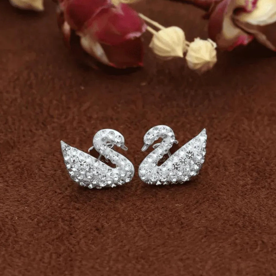 Swift Mart swan earrings elegant alloy studs for women black red white