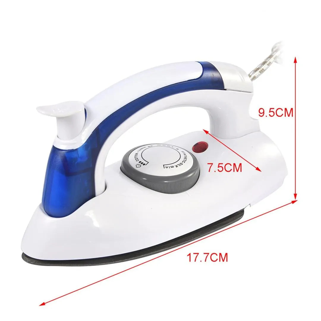 Portable mini electric steam iron foldable travel iron white, compact ironing device for clothes wrinkle removal home and travel use