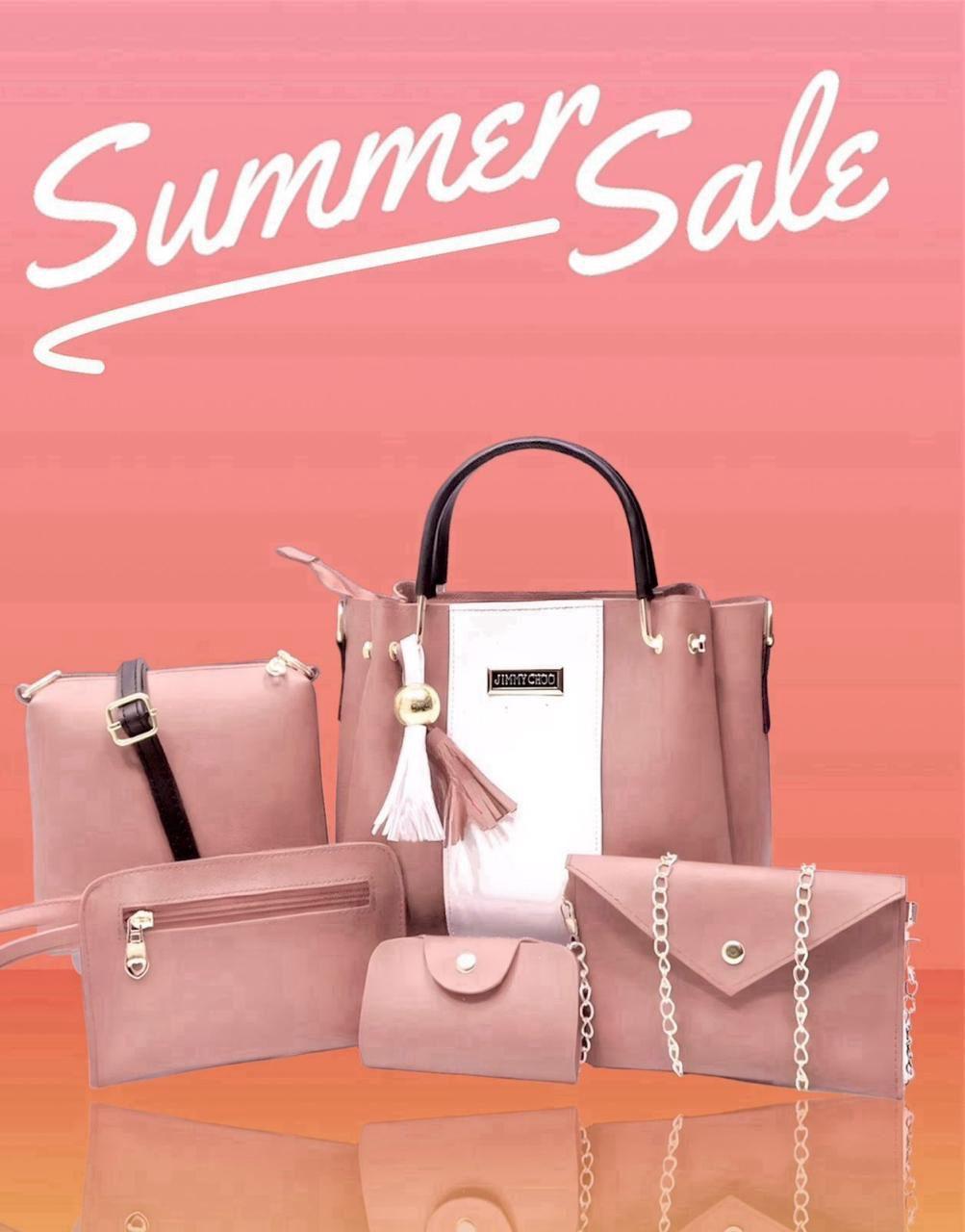 Girls 5 piece rexine handbag set by Swift Mart with tote crossbody clutch and pouch for stylish daily use