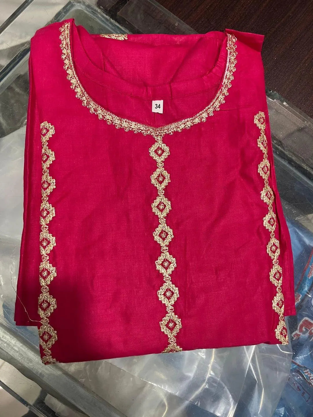 Girls pink embroidered cotton kurta pajama set, soft breathable outfit for Eid parties school and daily wear for kids