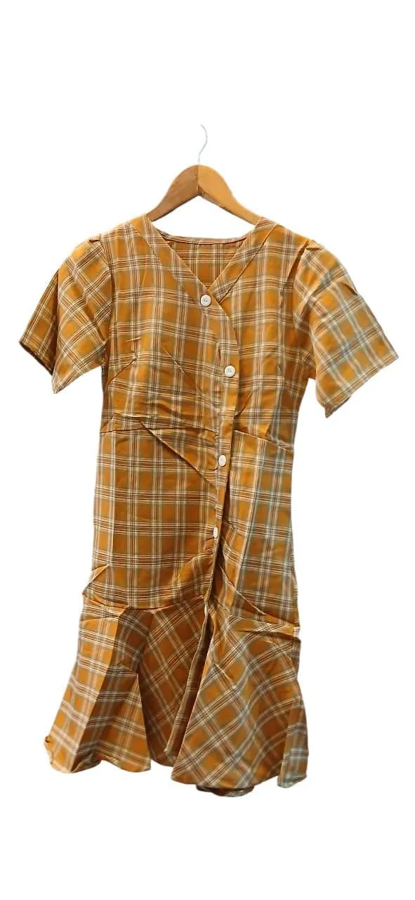 Girls beige printed cotton frock dress, soft breathable summer outfit for kids casual wear school and Eid occasions