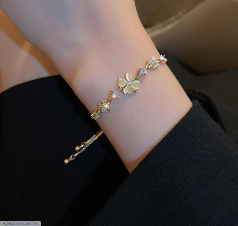 Gold plated flower charm bracelet women elegant jewelry Pakistan Swift Mart