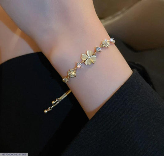 Gold plated flower charm bracelet women elegant jewelry Pakistan Swift Mart