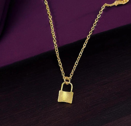 Gold lock pendant necklace for women elegant minimalist design