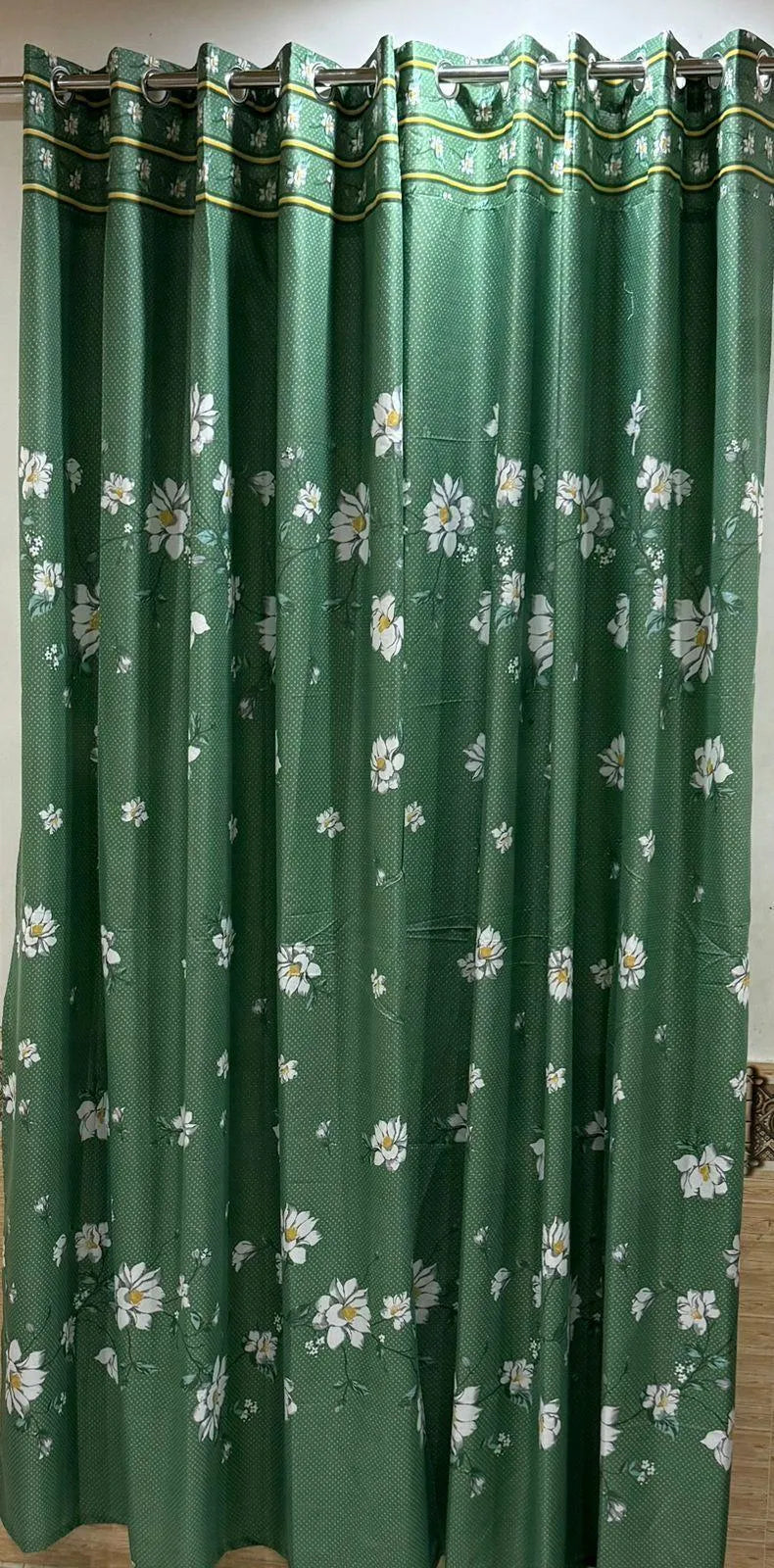 Green floral cotton curtains 2 pcs set 60x102 inch panels, soft breathable curtains for bedroom living room home decor use