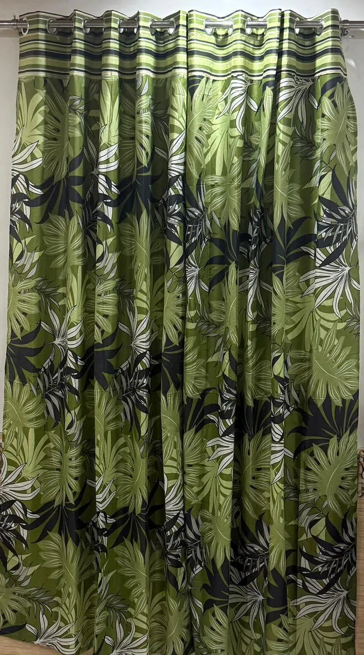 Green printed cotton curtains 2 pcs set 60x102 inch panels, soft breathable curtains for bedroom living room home decor use