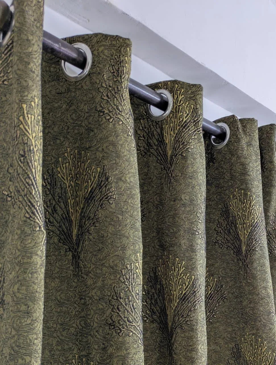 Velvet jacquard printed curtain 56x96 panel brown red, soft luxury curtain for bedroom living room home decor use