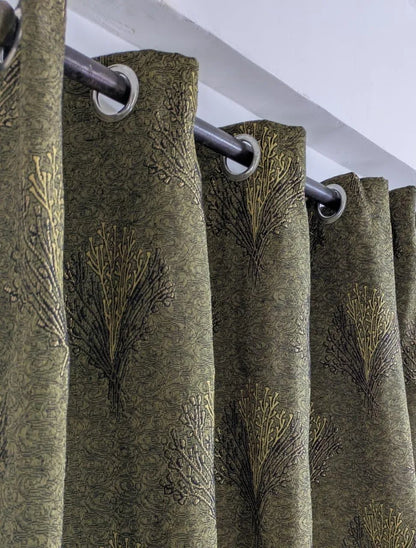 Velvet jacquard printed curtain 56x96 panel brown red, soft luxury curtain for bedroom living room home decor use