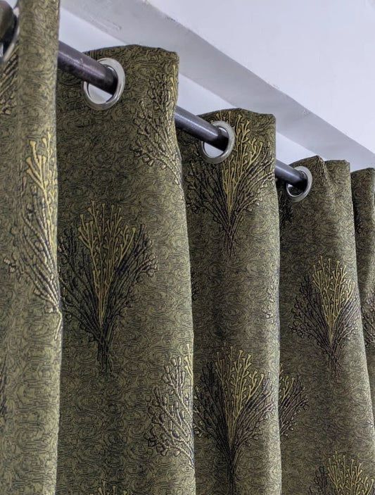 Velvet jacquard printed curtain 56x96 panel brown red, soft luxury curtain for bedroom living room home decor use