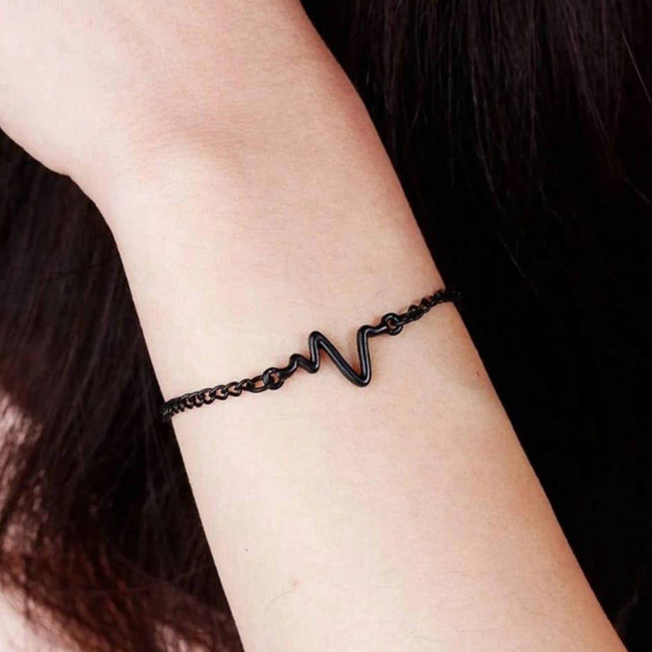 heartbeat adjustable bracelet alloy silver gold black fashion jewelry Pakistan Swift Mart