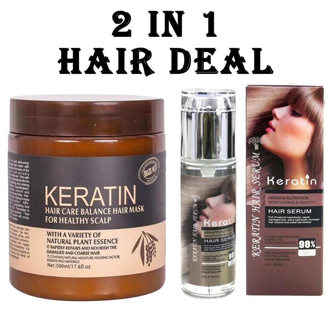 Buy Keratin Hair Mask & Serum Combo 500ml – Anti-frizz, repair, and shine booster at Swift Mart