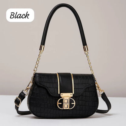 Leather shoulder bag for girls textured design stylish compact handbag for school office and casual daily use