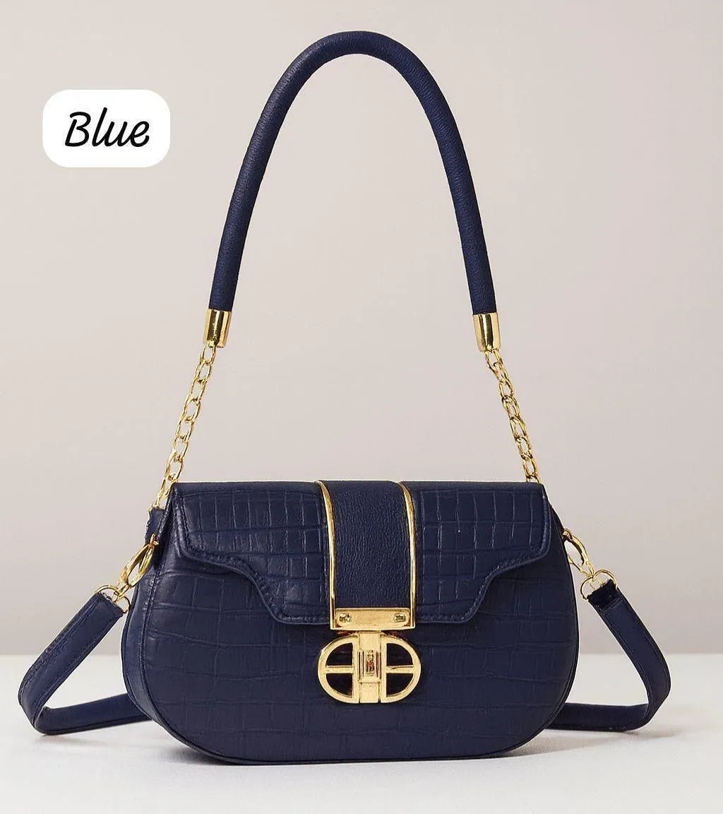 Leather shoulder bag for girls textured design stylish compact handbag for school office and casual daily use