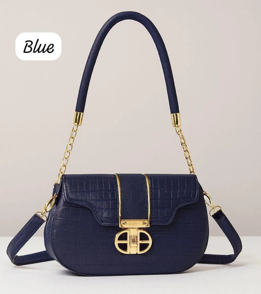 Leather shoulder bag for girls textured design stylish compact handbag for school office and casual daily use