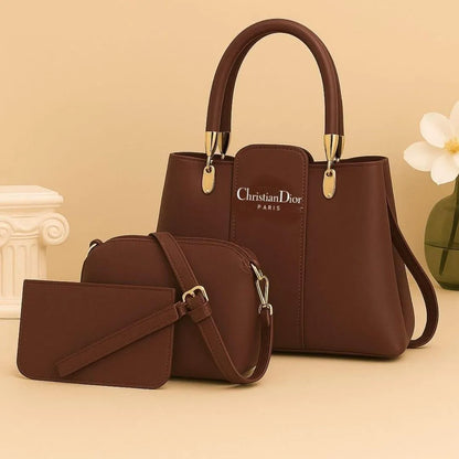 Women leather handbag set 3 pcs multi color stylish bags for daily use casual outings and elegant occasions