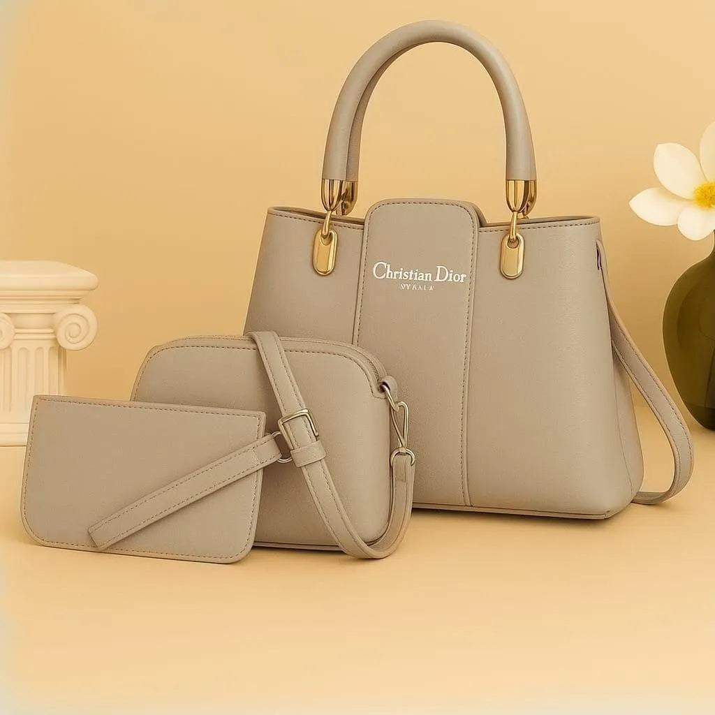 Women leather handbag set 3 pcs multi color stylish bags for daily use casual outings and elegant occasions