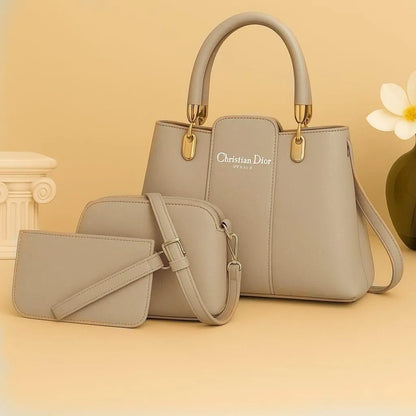 Women leather handbag set 3 pcs multi color stylish bags for daily use casual outings and elegant occasions