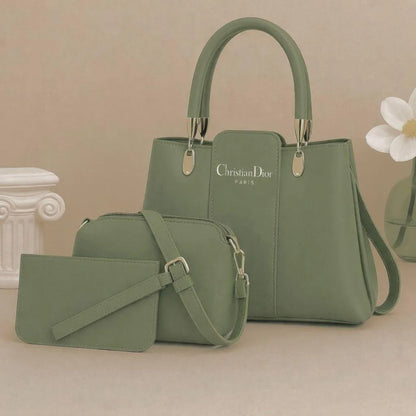 Women leather handbag set 3 pcs multi color stylish bags for daily use casual outings and elegant occasions