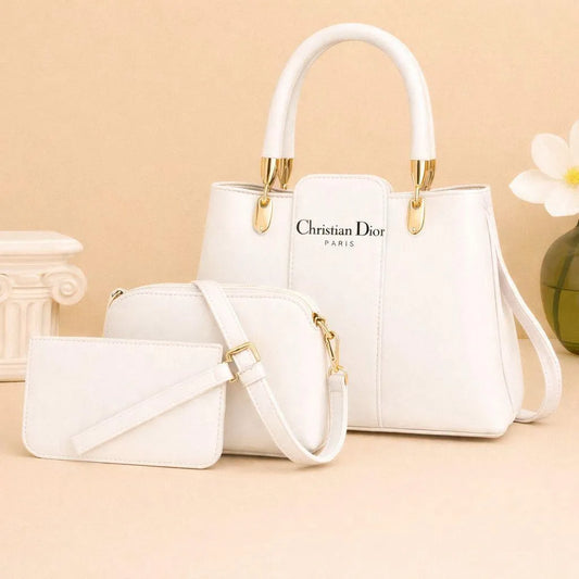Women leather handbag set 3 pcs multi color stylish bags for daily use casual outings and elegant occasions