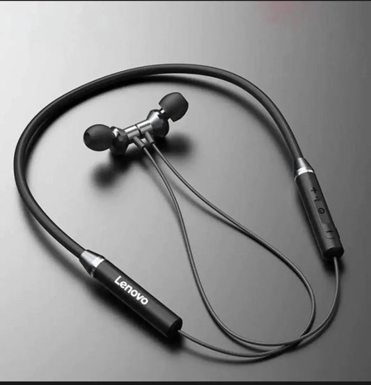 Lenovo wireless neckband Bluetooth 5.1 black magnetic earbuds with noise cancelling, comfortable neckband for gym travel and daily use