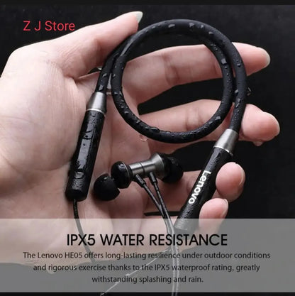 Lenovo wireless neckband Bluetooth 5.1 black magnetic earbuds with noise cancelling, comfortable neckband for gym travel and daily use