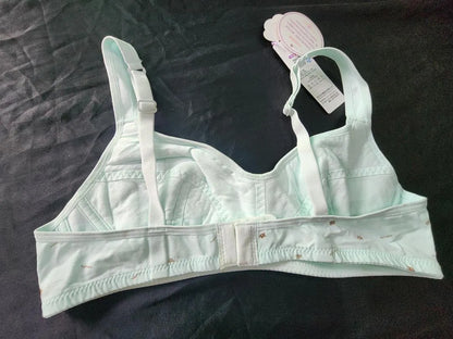 Blue printed cotton bra lightweight breathable full cup comfortable daily wear women
