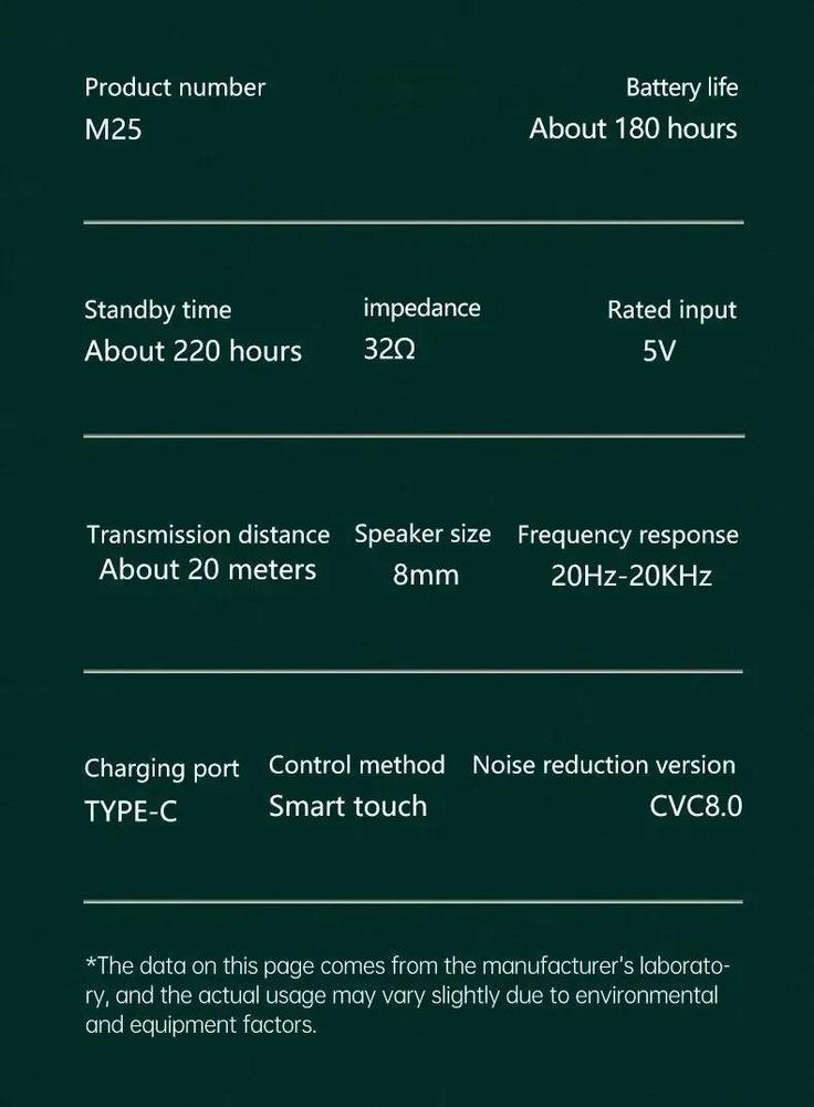 M25 wireless gaming earbuds black Bluetooth 5.0 in ear headphones with mic, noise cancelling earbuds for gaming music and calls