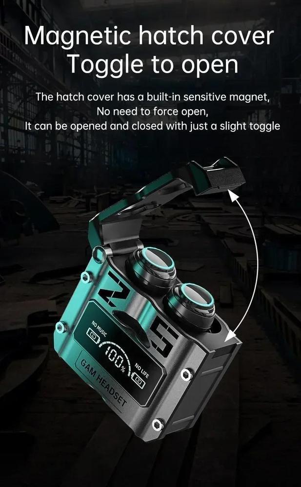 M25 wireless gaming earbuds black Bluetooth 5.0 in ear headphones with mic, noise cancelling earbuds for gaming music and calls