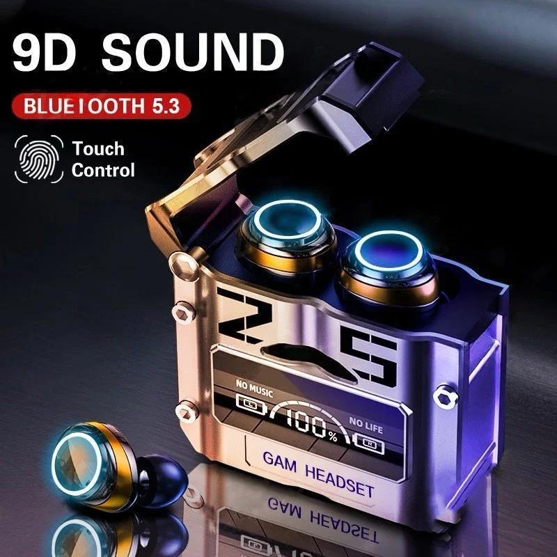 M25 wireless gaming earbuds black Bluetooth 5.0 in ear headphones with mic, noise cancelling earbuds for gaming music and calls
