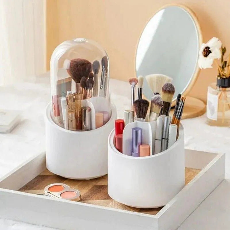 Premium Makeup Brush Holder – Keep brushes & cosmetics tidy, dust-free, and visible.