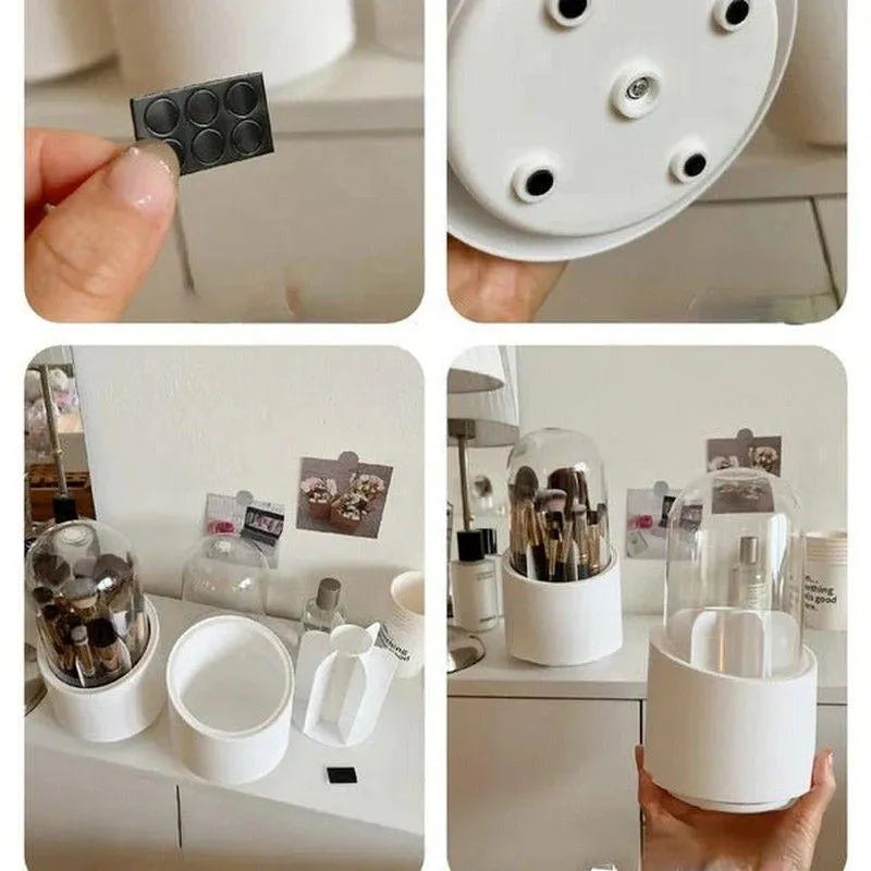Premium Makeup Brush Holder – Keep brushes & cosmetics tidy, dust-free, and visible.