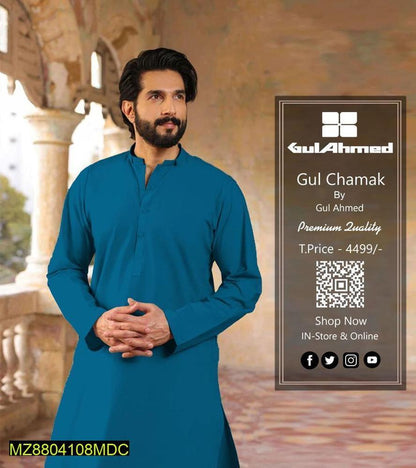 Men blue silk plain suit all season Pakistan unstitched formal wear wedding office outfit Swift Mart premium fabric