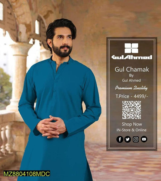 Men blue silk plain suit all season Pakistan unstitched formal wear wedding office outfit Swift Mart premium fabric